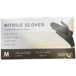 100 Count Nitrile Gloves Powder Latex Free Black MED